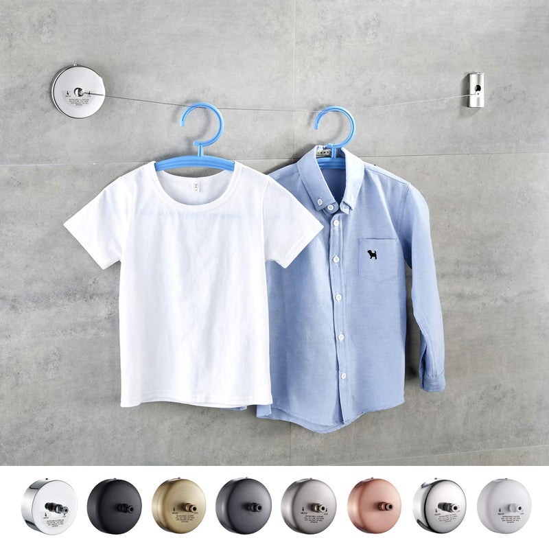 JOOM Retractable Clothesline Stainless Steel Heavy Duty 9Feet(MAX) for Hanging Drying in Bathroom Laundry Hotels, Chrome Finish,Round Style (Chrome A (Drill)) - Image 2